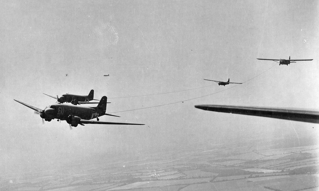 German anti-aircraft guns strafing Allied aircraft